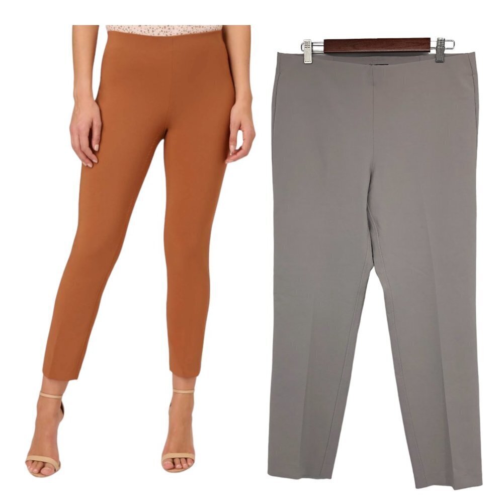 NWT Adrianna Papell Slate Grey Stretch Woven Ankle-length Slim Pants size 12
